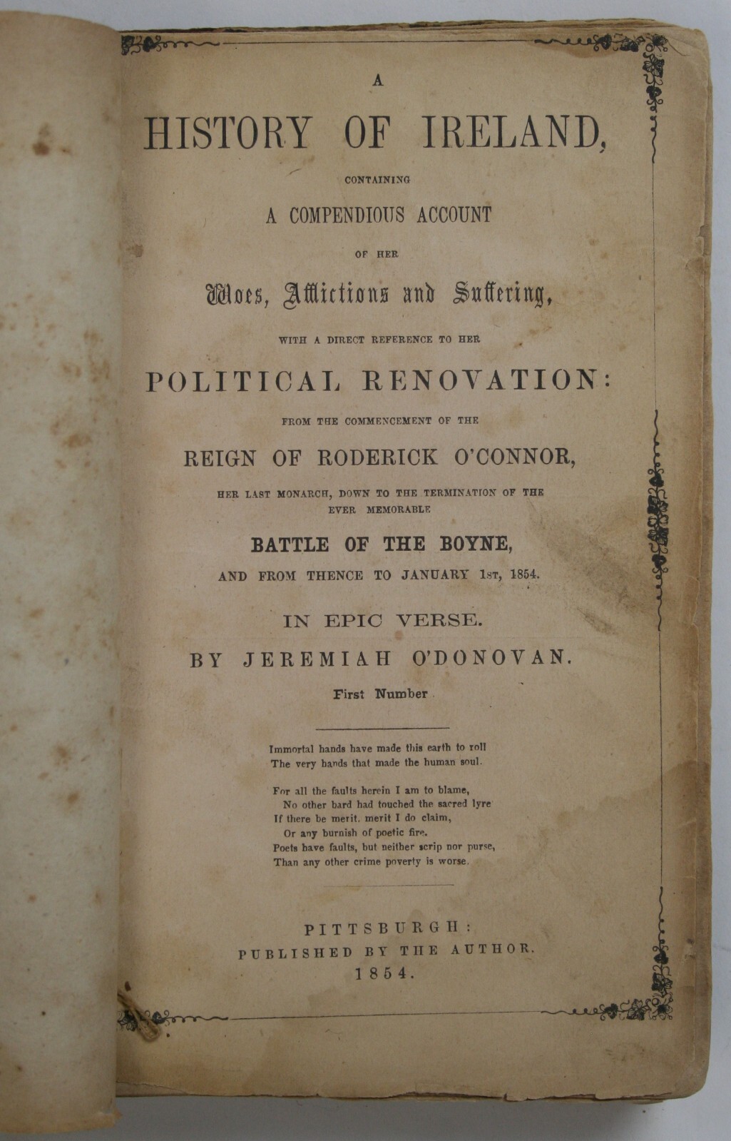 Very Rare Jeremiah O’Donovan Rossa, History of Ireland… In Epic Verse 1854