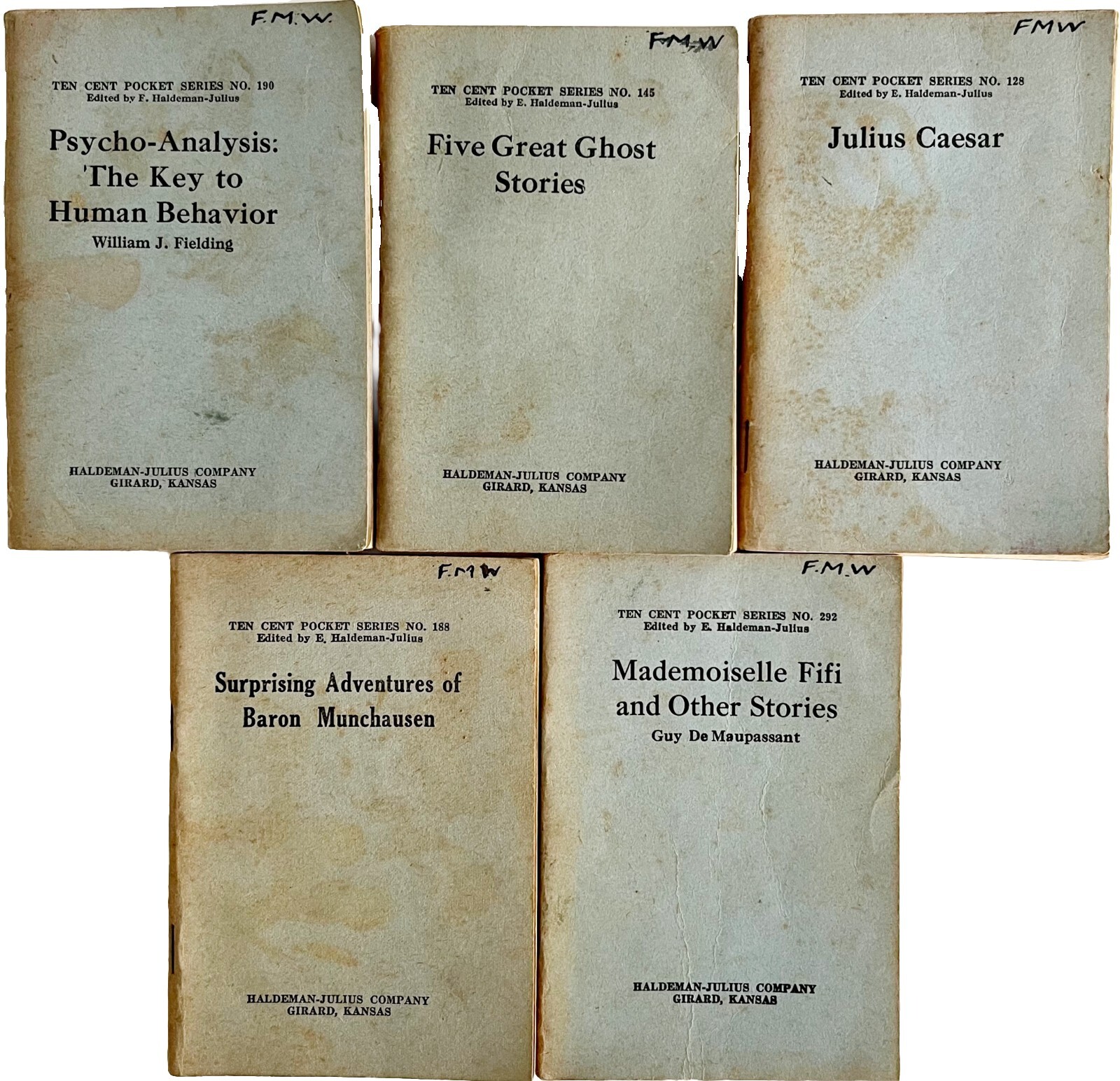 1920s Ten Cent Pocket Books Lot Of 5 PB Caesar Ghost Stories Mini Series E52