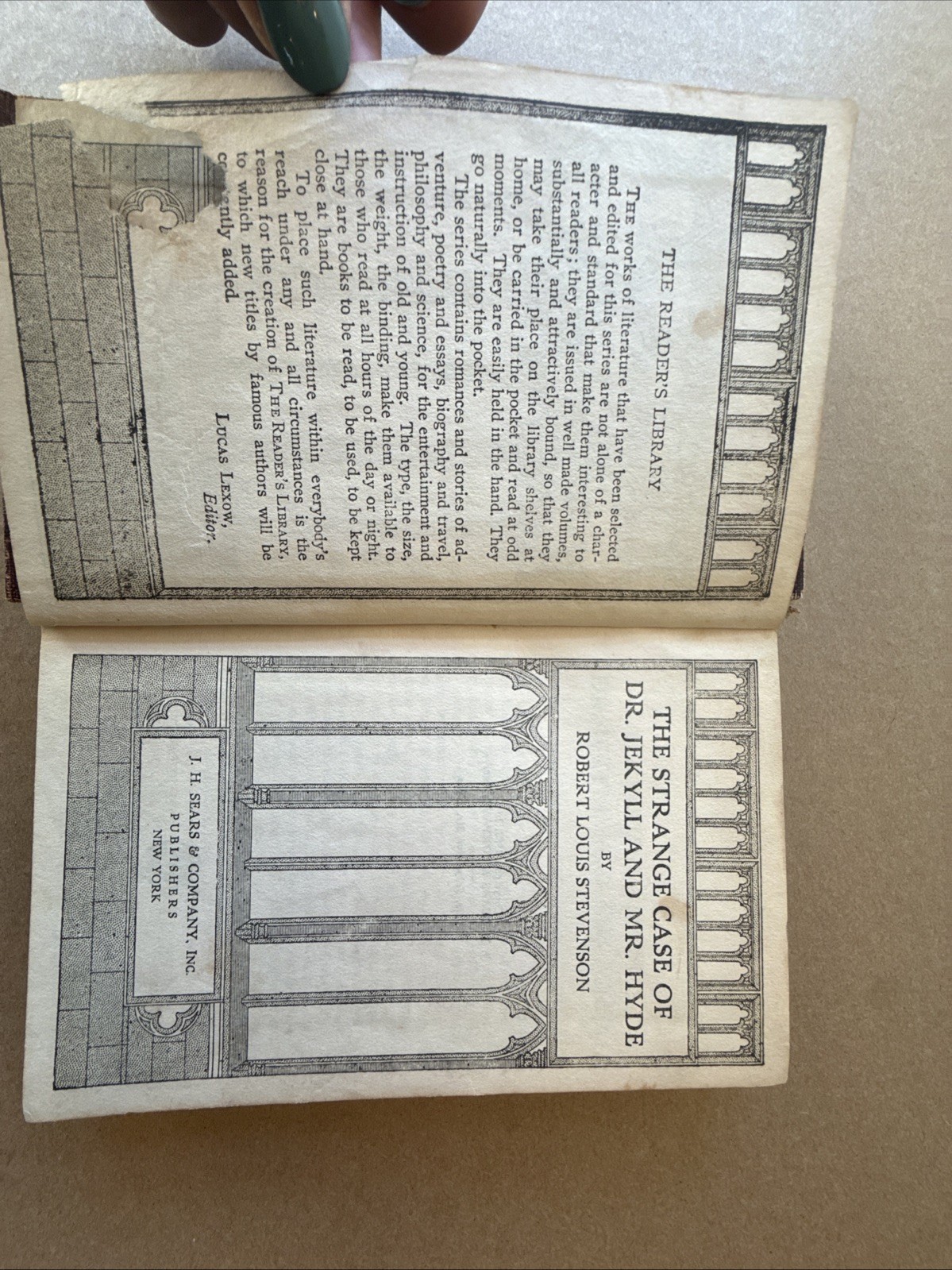 Antique Dr. Jekyll Mr. Hyde Hardback By Robert Louis Stevenson J. H. Sears & Co.