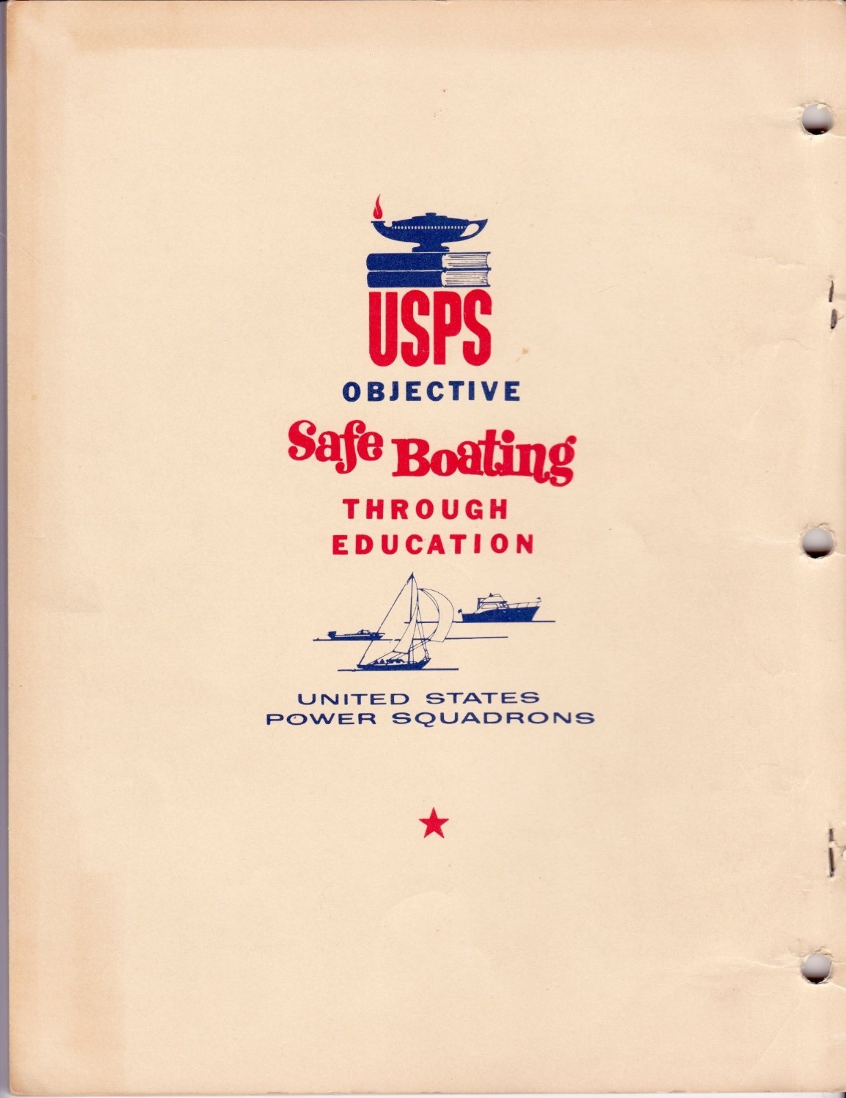 1974 USPS Boating Course Student Folder w Fold-Out Map U.S. Power Squadrons