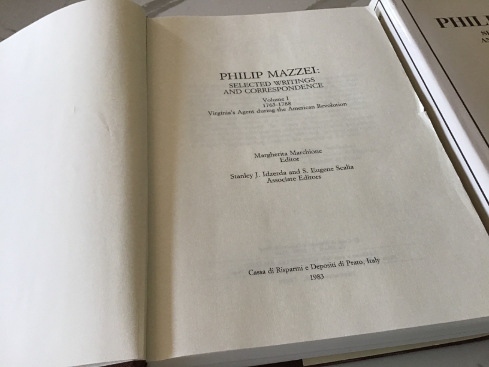 Selected Writings and Correspondence – Philip Mazzei 1765-1816 Three Vol Set