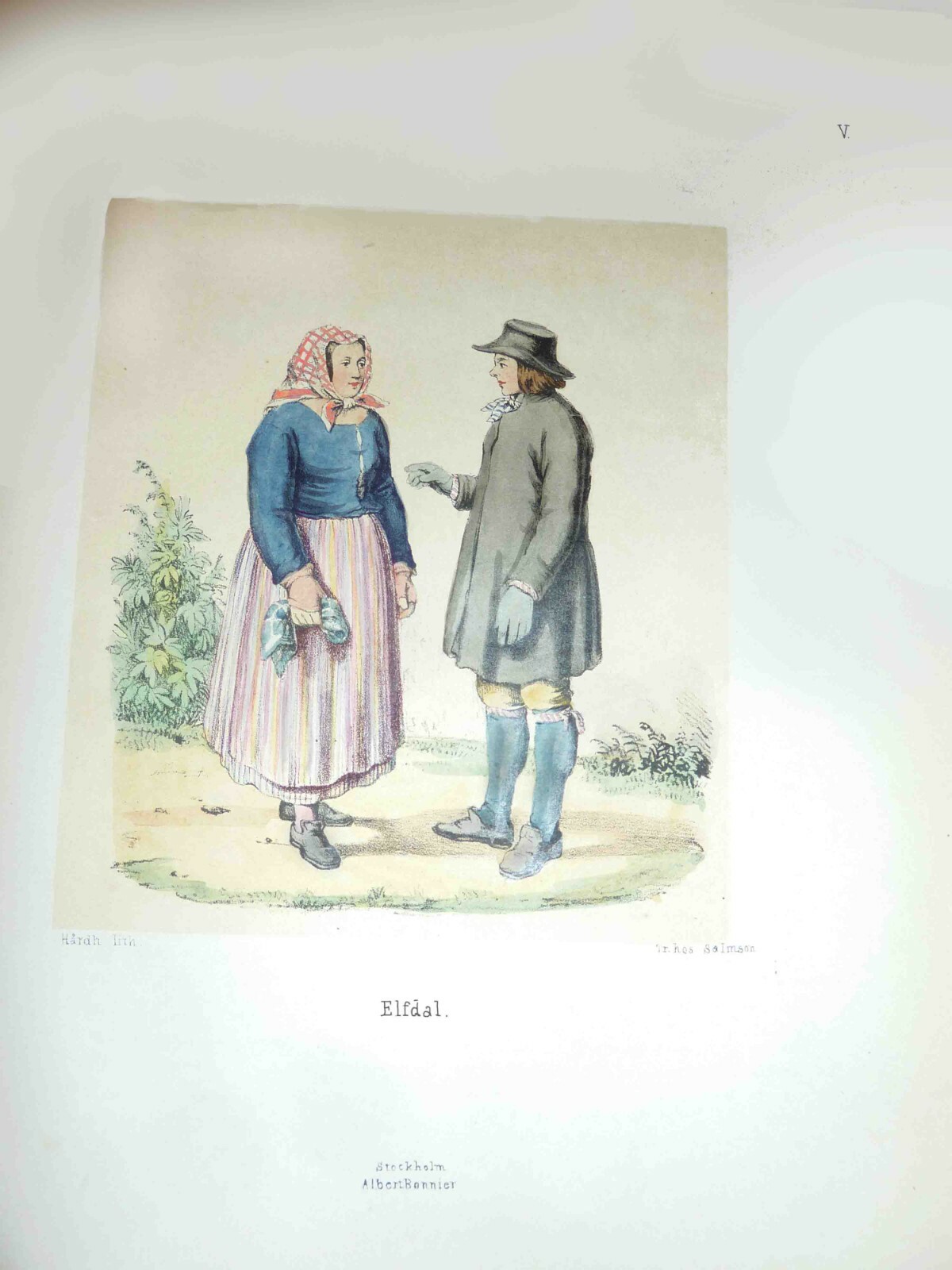 1850 Sweden Swedish Folk Costumes Color Engraving Costumes Nationaux de la Suede
