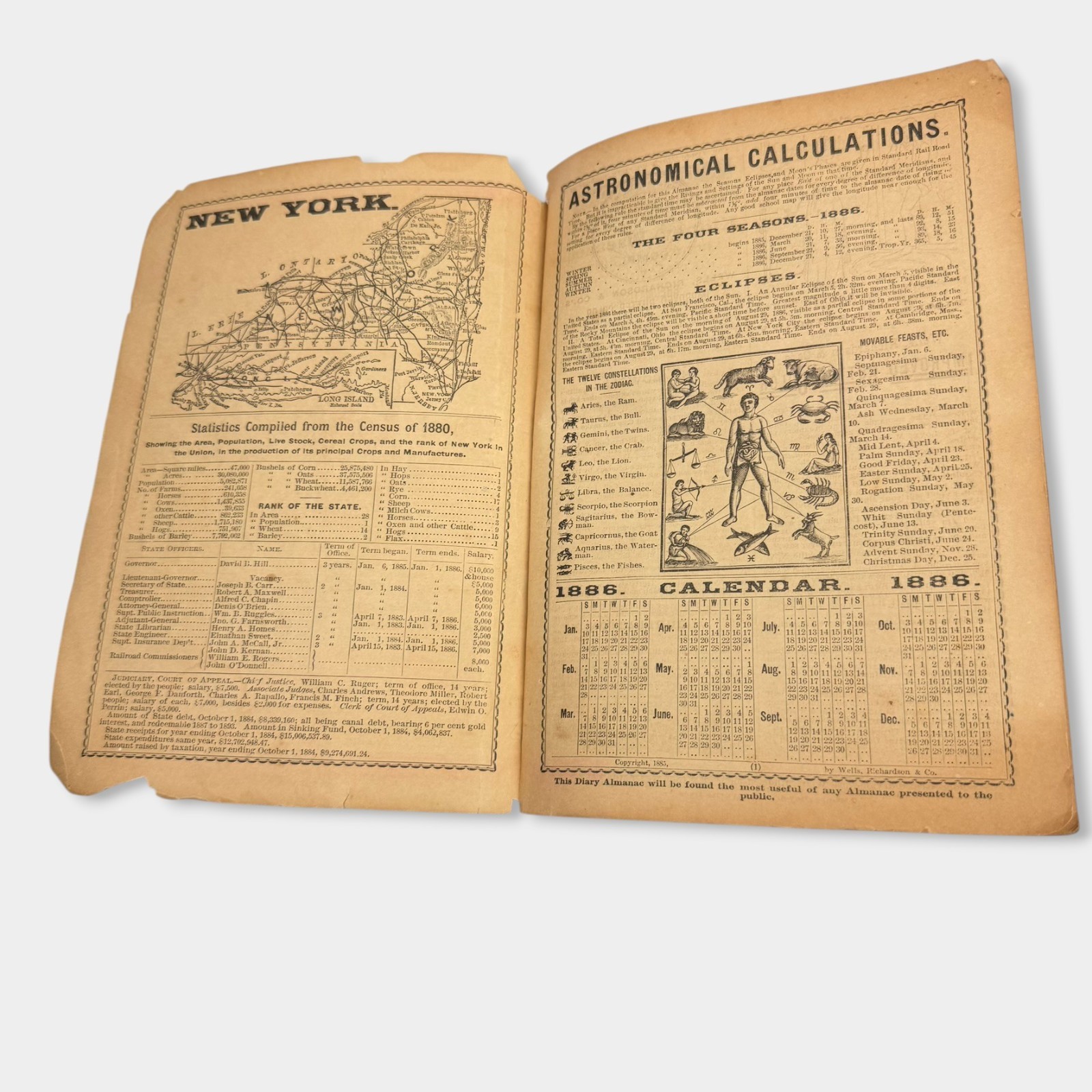 Victorian Almanac Lot 1885 1886 1889 1891 Handwritten Notes & Ads