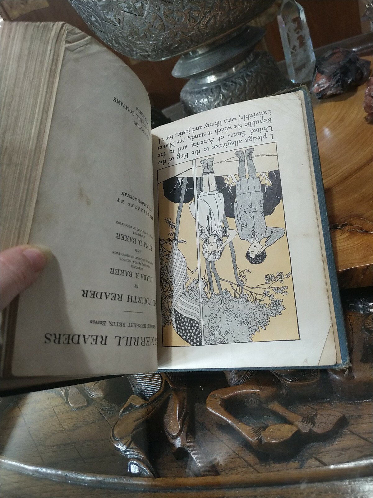 1929 Bobbs Merrill Fourth Reader Book. ERROR PRINTING. Upside down