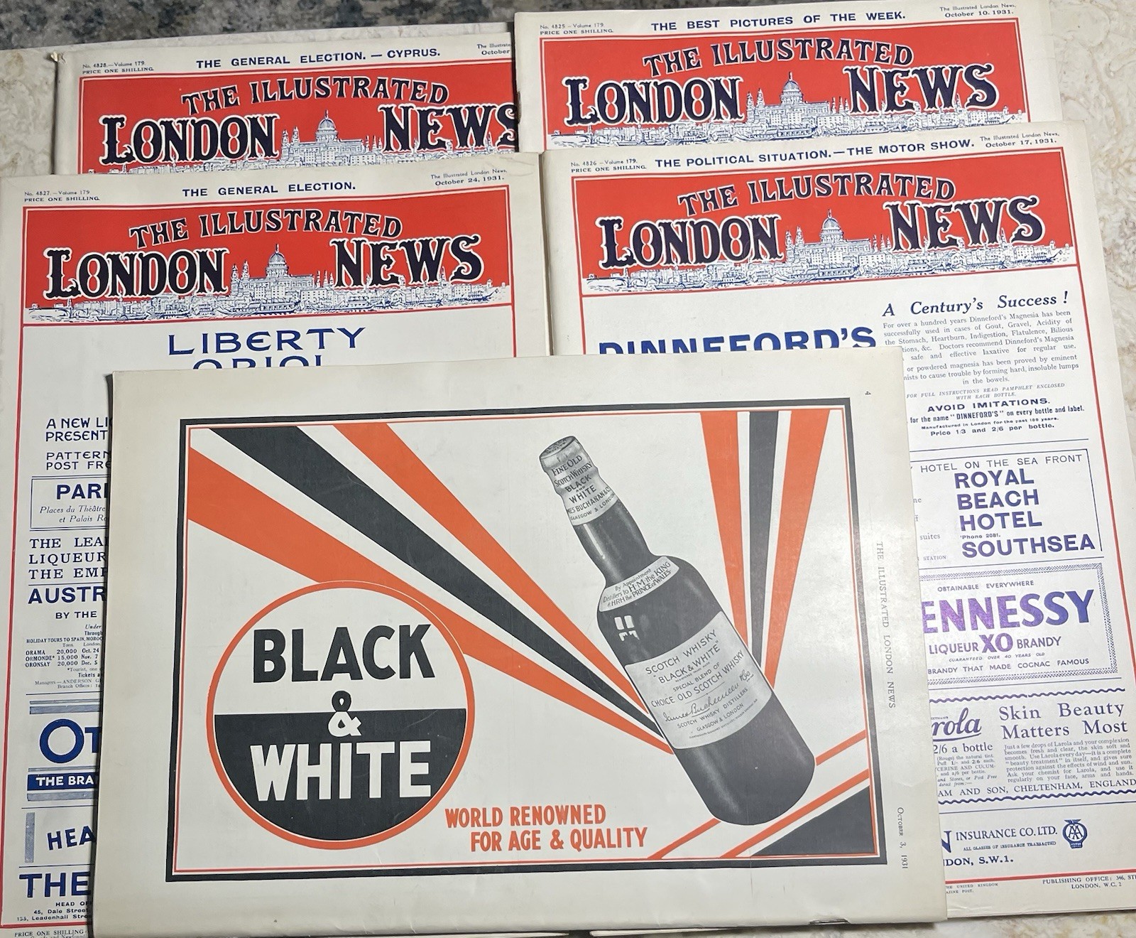1931 October 3-31 Lot Of 5 THE ILLUSTRATED LONDON NEWS MAGAZINE Fashion Royals