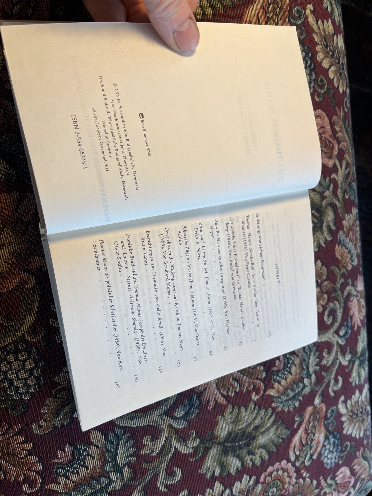 Thomas Mann Reference Book In German 1975 HC