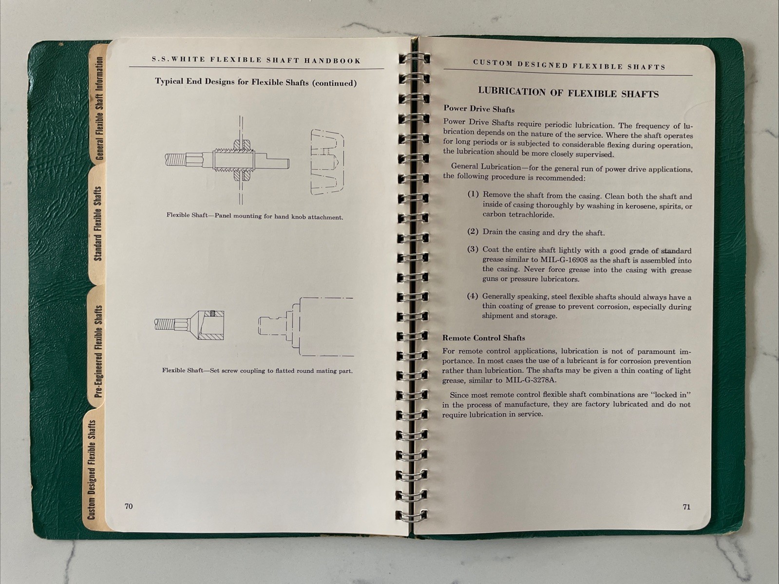 Flexible Shaft Handbook, Fourth Edition S. S. White Industrial Div (1960 Spiral)