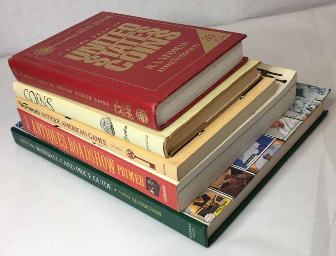 Lot of 5 Antiquing Books: Price Guide Coins Fames Roadshow Baseball Cards