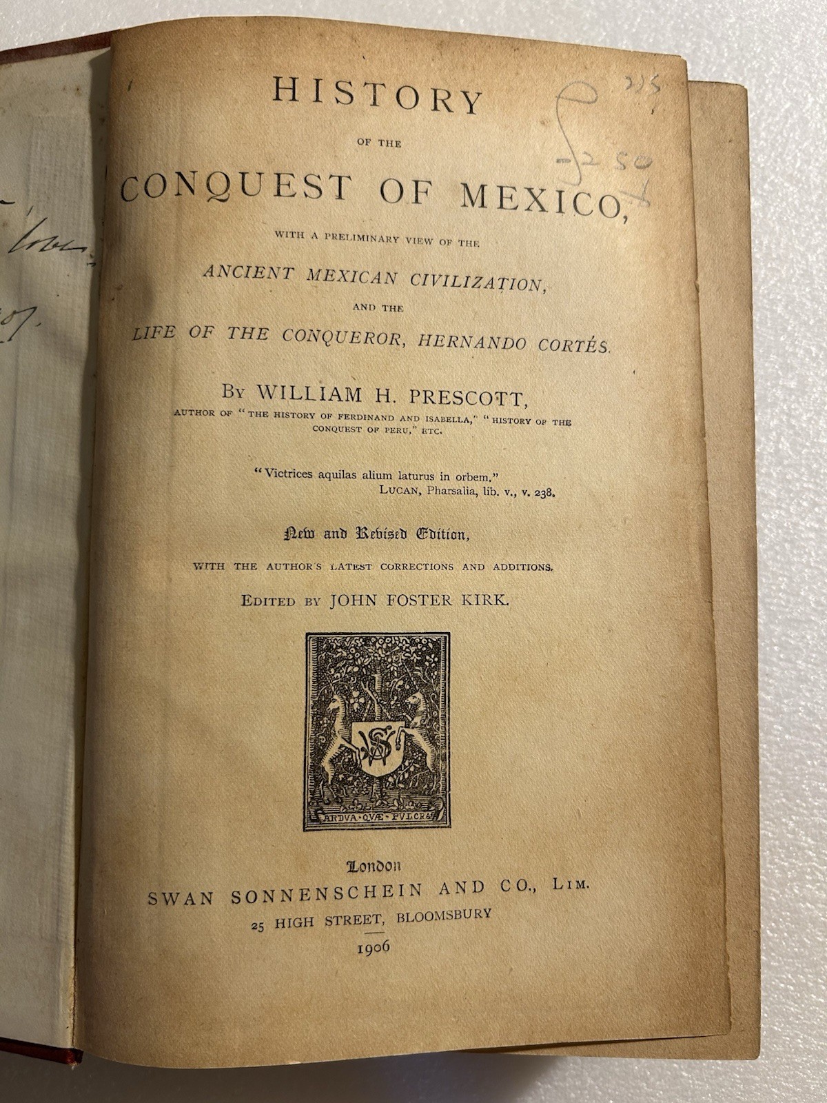 History Of The Conquest Of Mexico (William H. Prescott) 1906 (RARE)