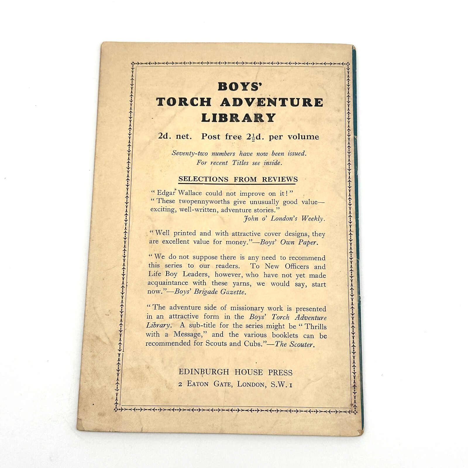 *RARE* Boys’ Torch Adventure Pulp Fiction 1934 The Tin Thieves No 72 D Pocock