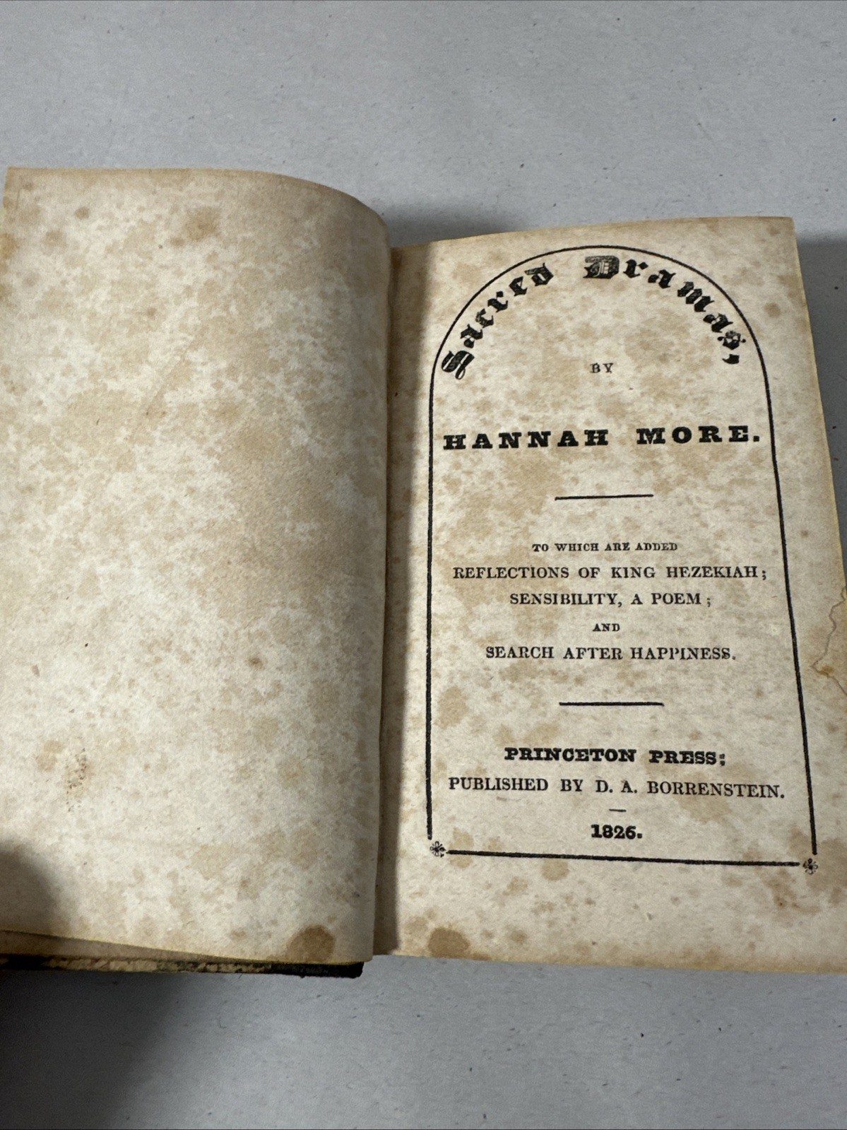 Sacred Dramas by Hannah More 1826 Rare Book from Princeton Press D.A Borrenstein