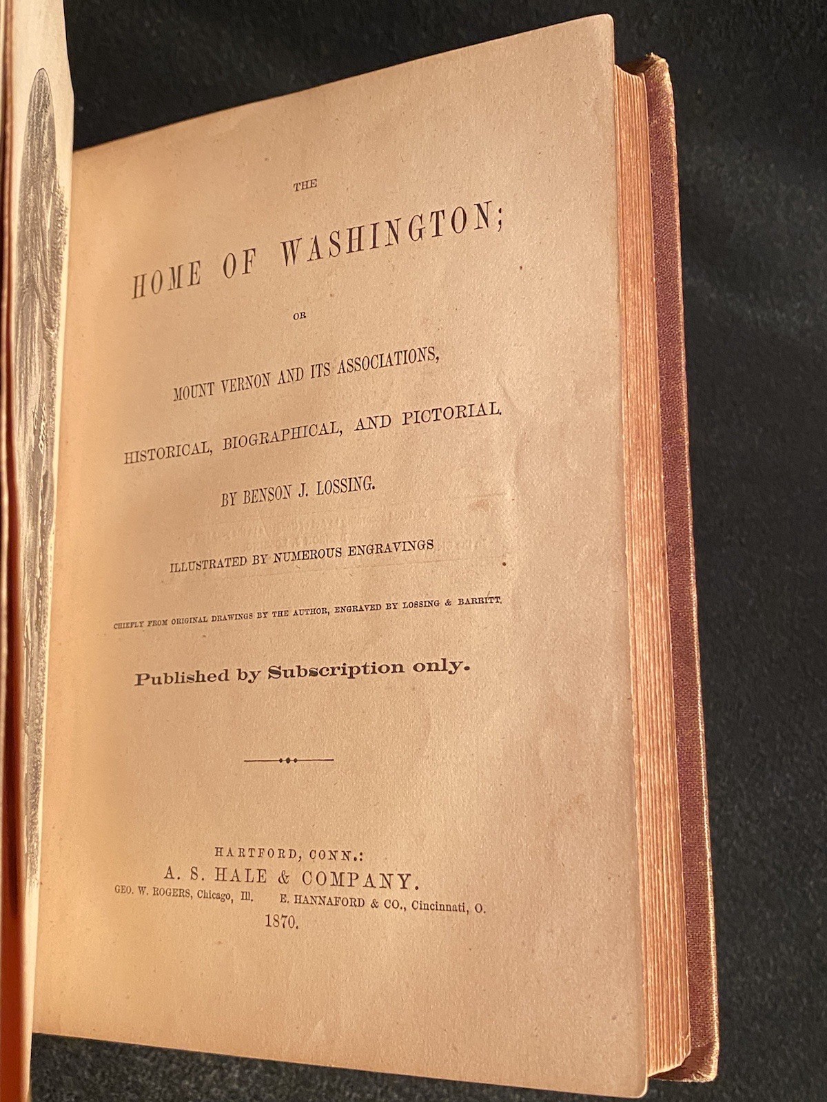 Benson J Lossing / HOME OF WASHINGTON OR MOUNT VERNON AND ITS ASSOCIATIONS 1st