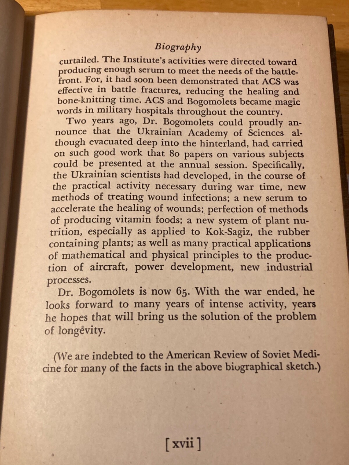 1946 The Prolongation of Life by Dr. Alexander A Bogomolets – Rare!