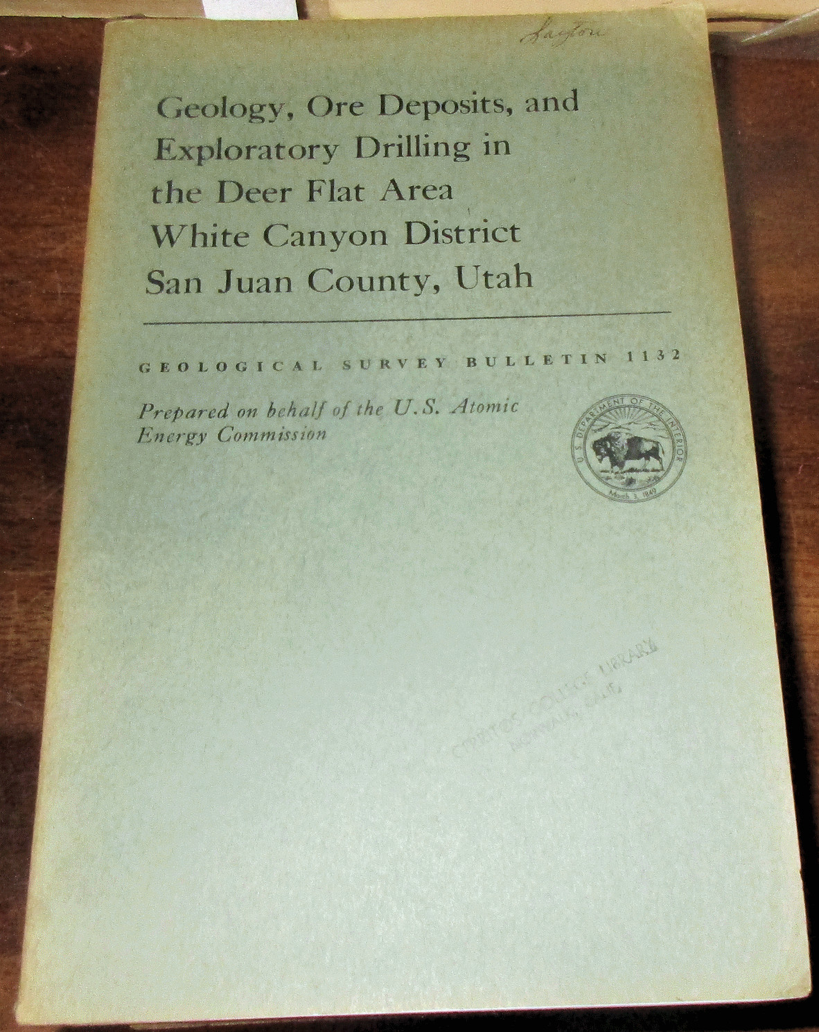 GEOLOGY PALEONTOLOGY UTAH WHITE CANYON AREA DEER FLAT DISTRICT MOENKOPI CHINLE
