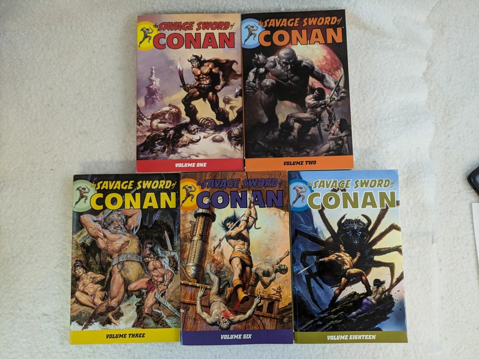 Lot of 5 SAVAGE SWORD OF CONAN Volumes 1-3, 6 & 18 Dark Horse Books Softcovers