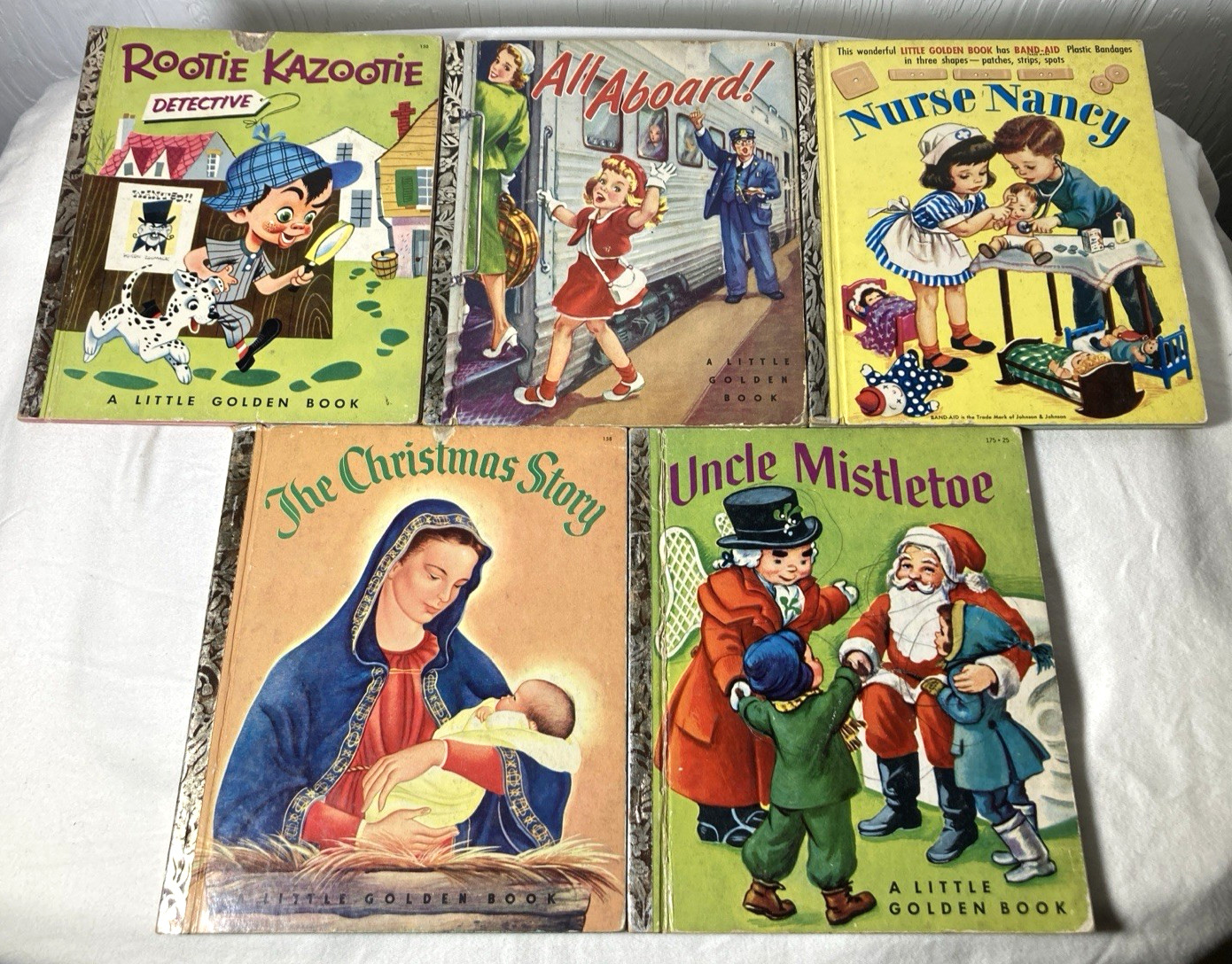 Lot of (5) Vintage Original Little Golden Books—All First „A“ Editions 1952-1953