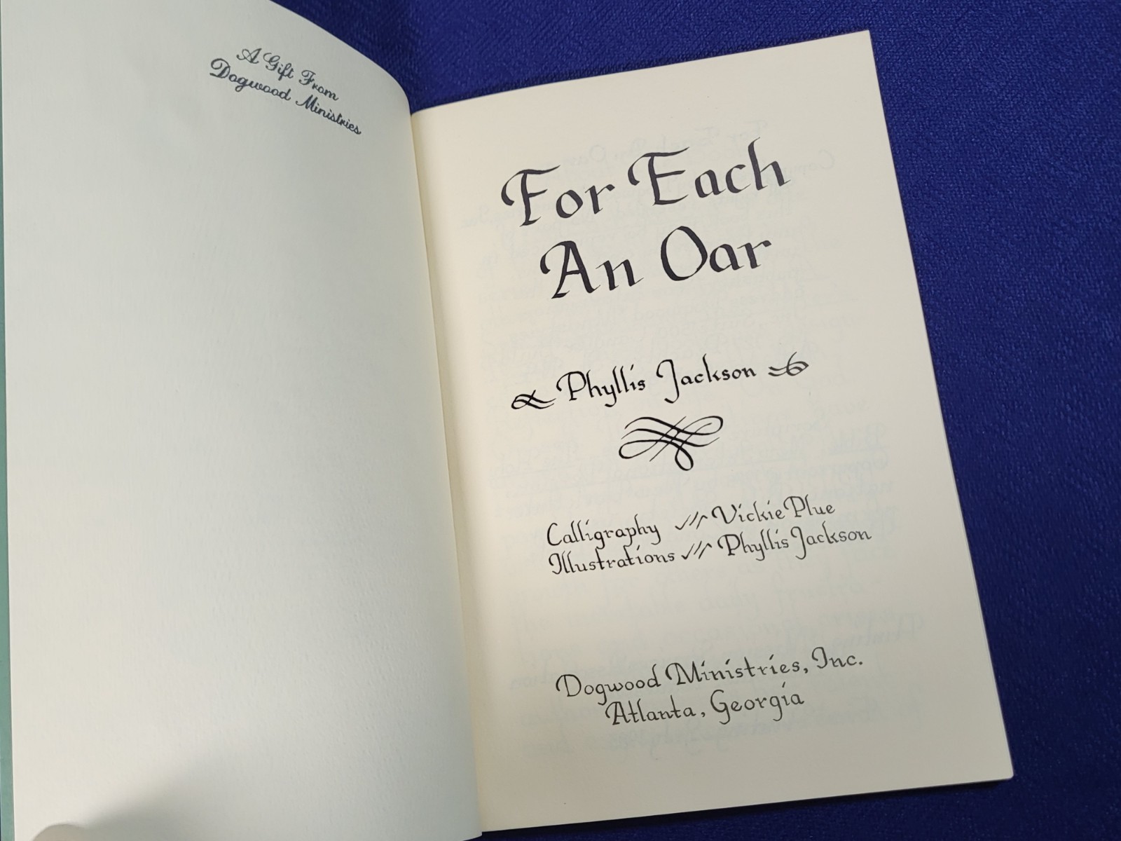 For Each An Oar Phyllis Jackson 1983 1st Print Calligraphy Christian Devotional