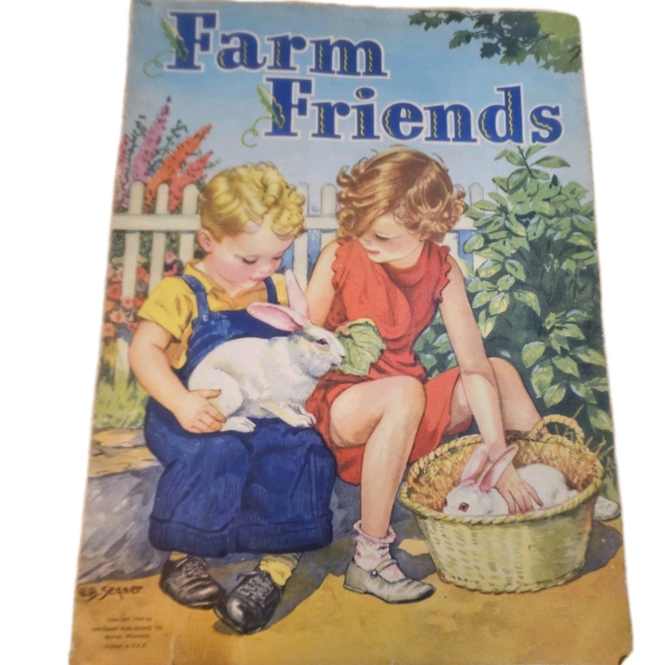 1945 Farm Friends Whitman Linen Children’s Book E.B. Segner Animal Illustrations
