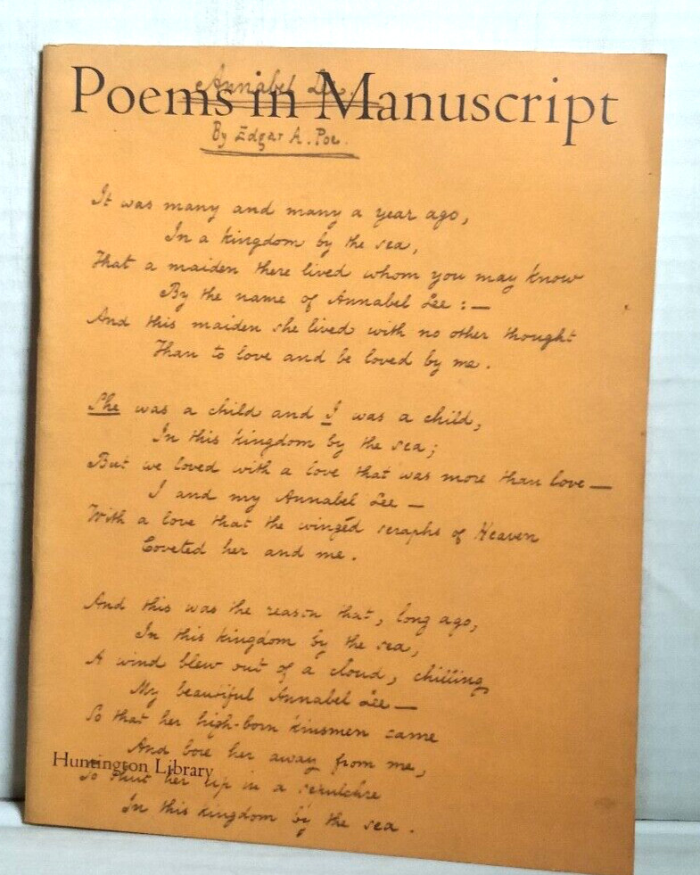 James THORPE / POEMS IN MANUSCRIPT 1st Edition 1970 BG