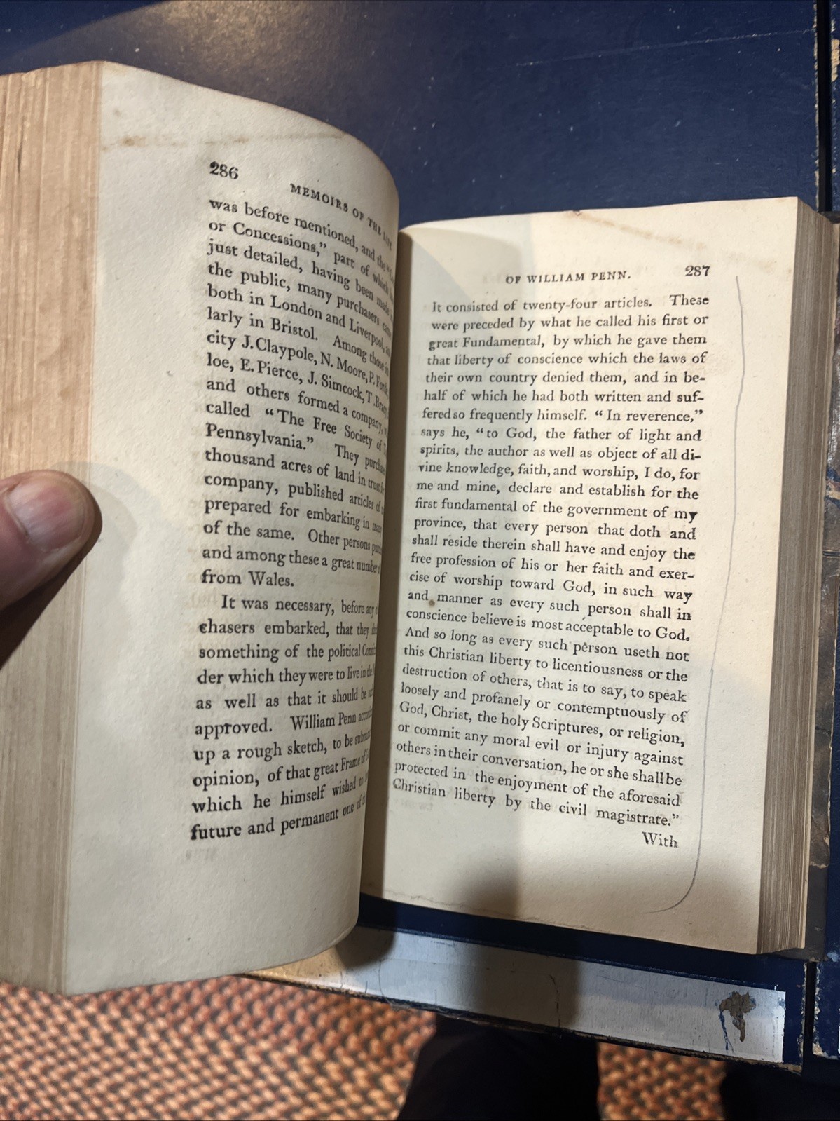 Memoirs of William Penn Vol I & II, Thomas Clarkson — 1813 Leather & Marbled HC