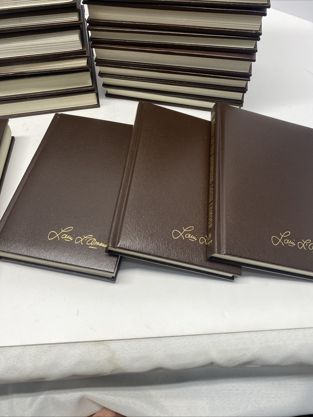 VTG Lot of 20 Louis L’Amour Leatherette Books Collection Bantam 20 Volumes
