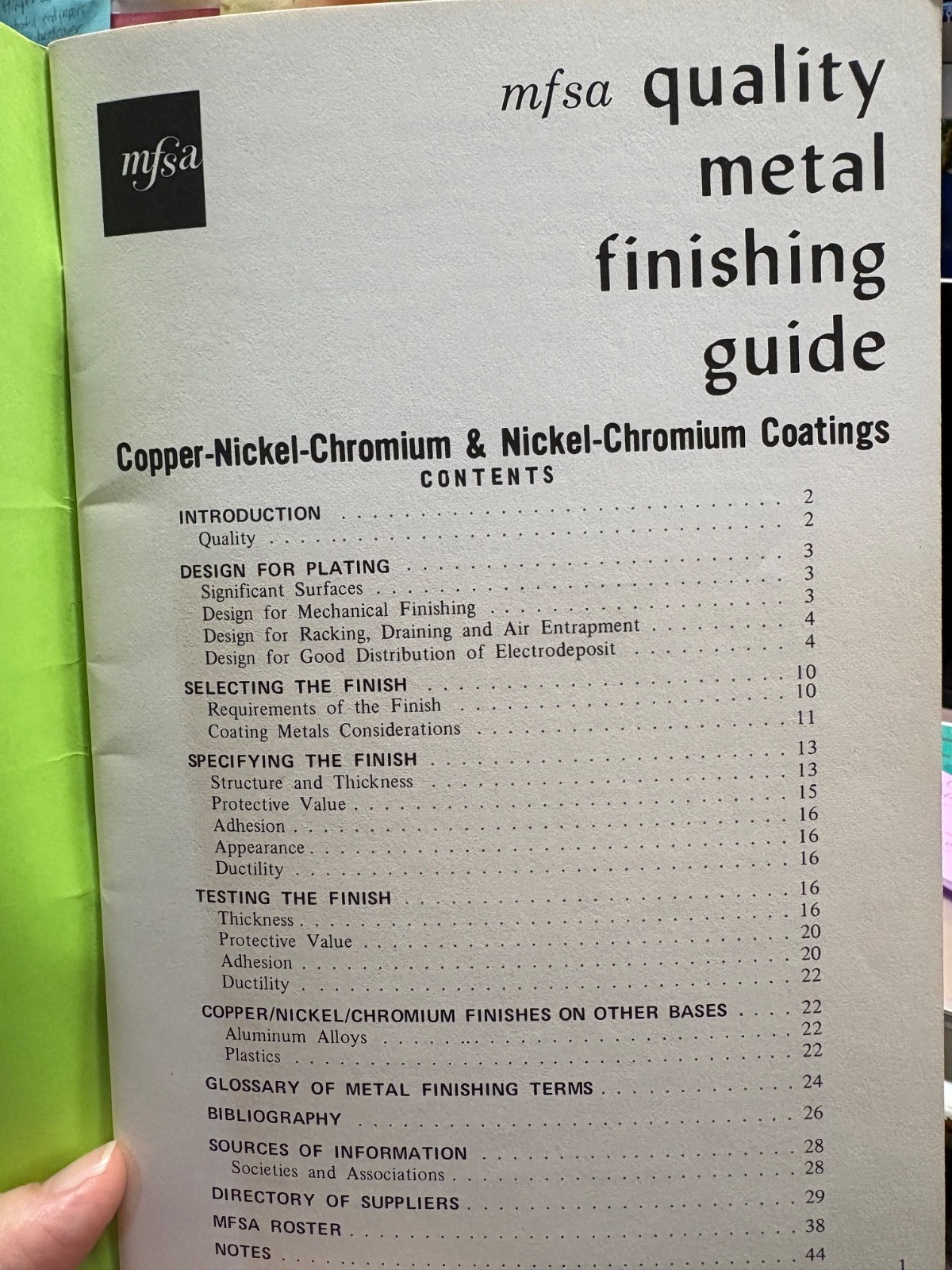 Quality Metal Finishing Guide. Copper-Nickel-Chromium and Nickel-Chromium (1973)