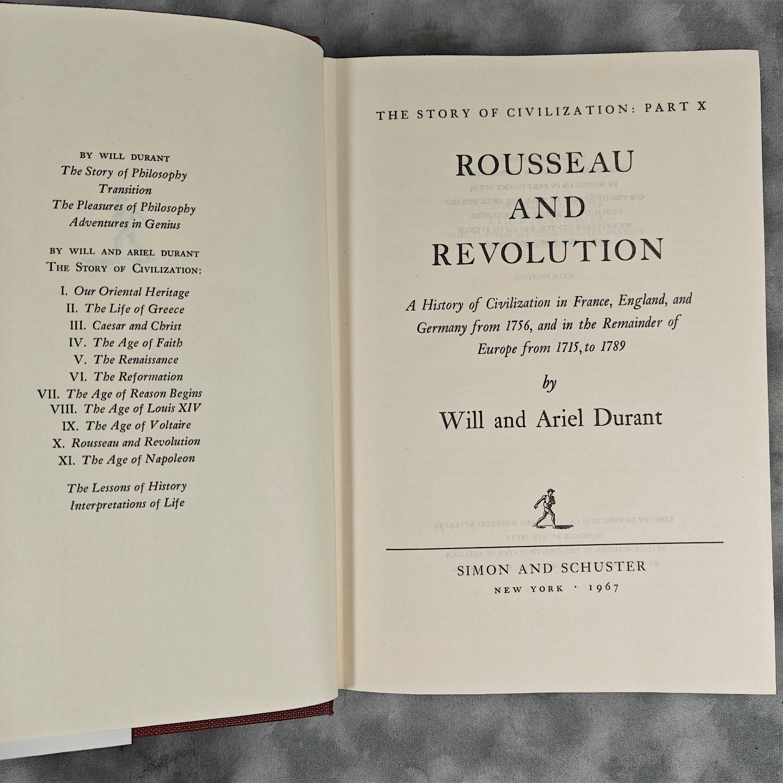 Rousseau and Revolution Will Ariel Durant 1967 HC Story of Civilization X DJ