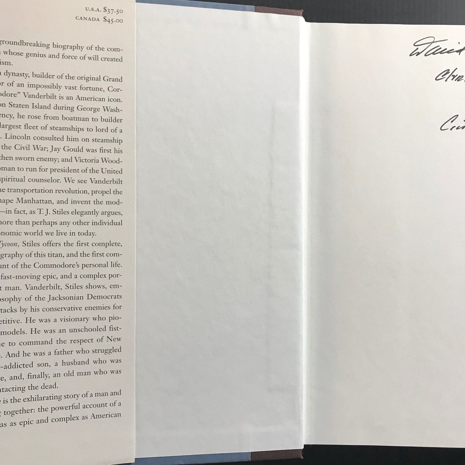 The First Tycoon T. J. Stiles First Edition 2009 National Book Award Winner