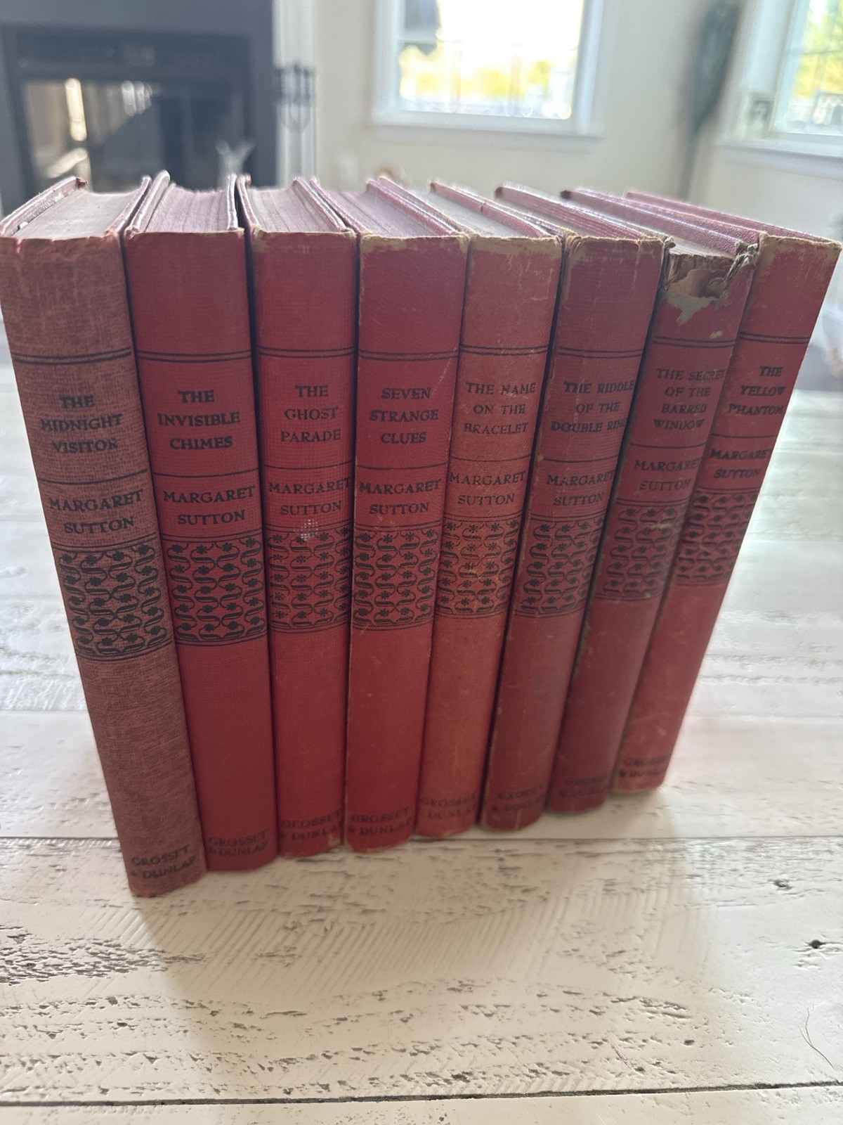 Judy Bolton 8 HC Lot Sutton Midnight Visitor Invisible Chimes Yellow Phantom