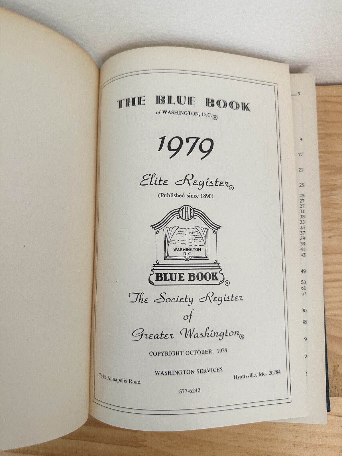 The Blue Book Washington DC 1979 The Elite Society Register