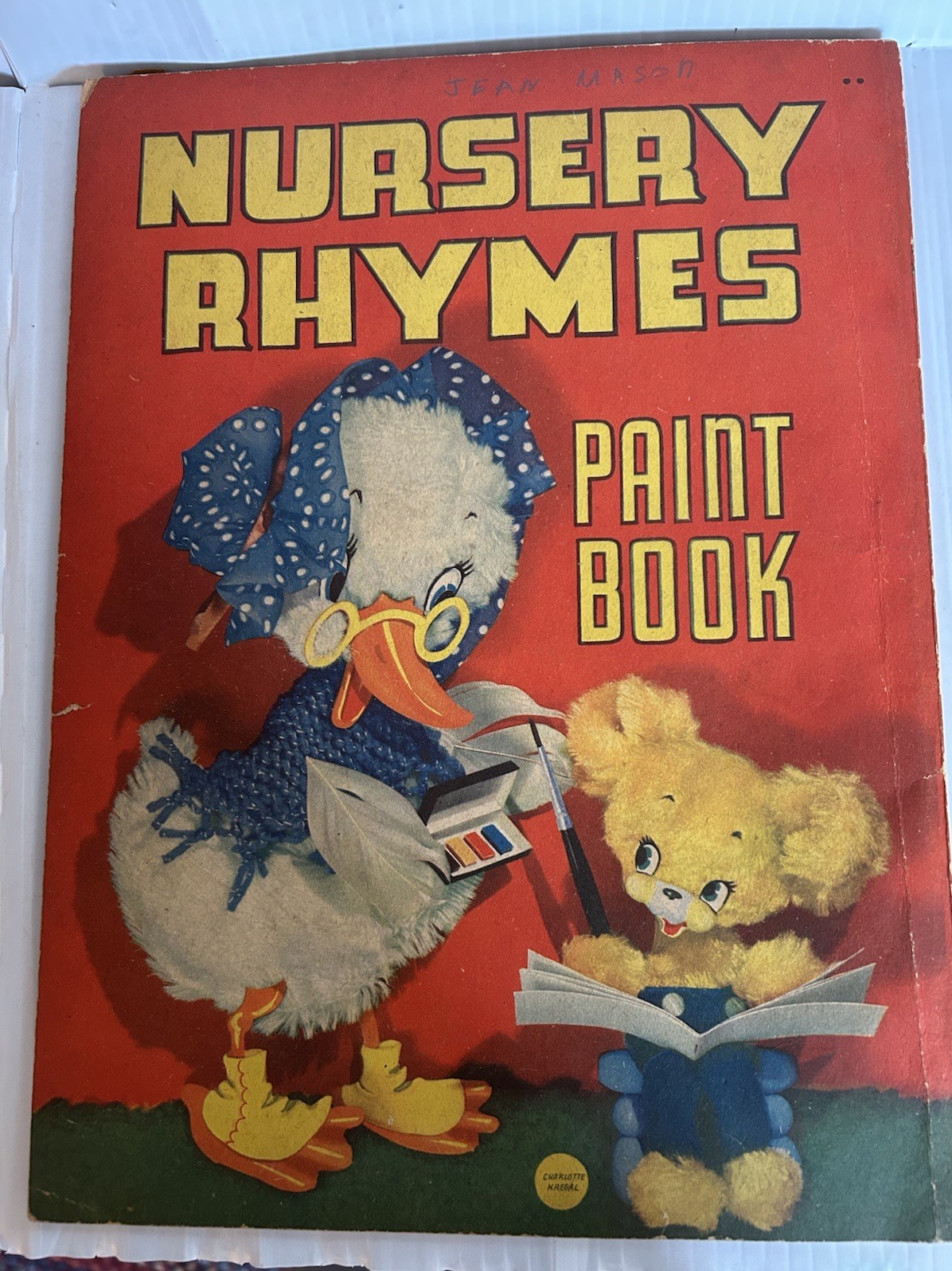1941 ANTIQUE WHITMAN PUBLISHING NURSERY RHYMES PAINT BOOK (REDUCED)