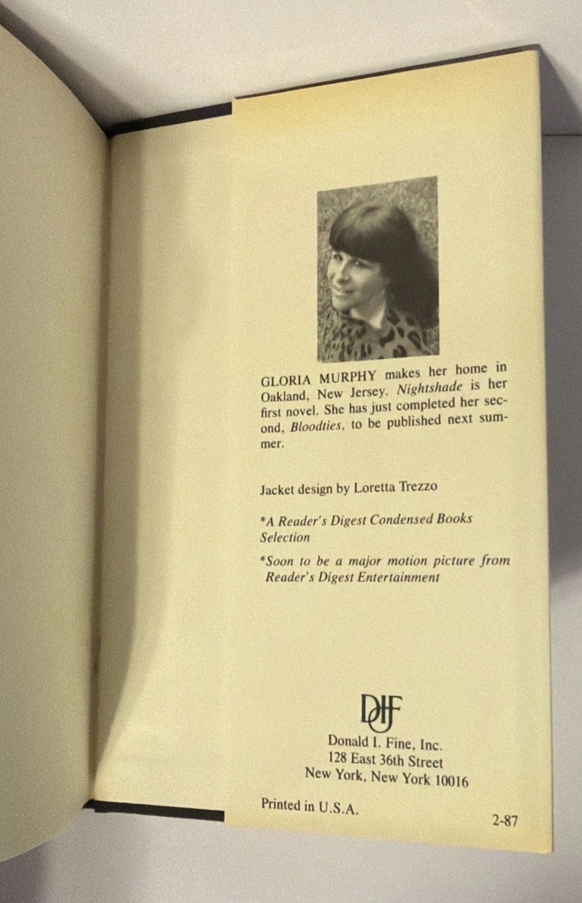 Gloria Murphy / Nightshade 1st Edition 1986 HC DJ