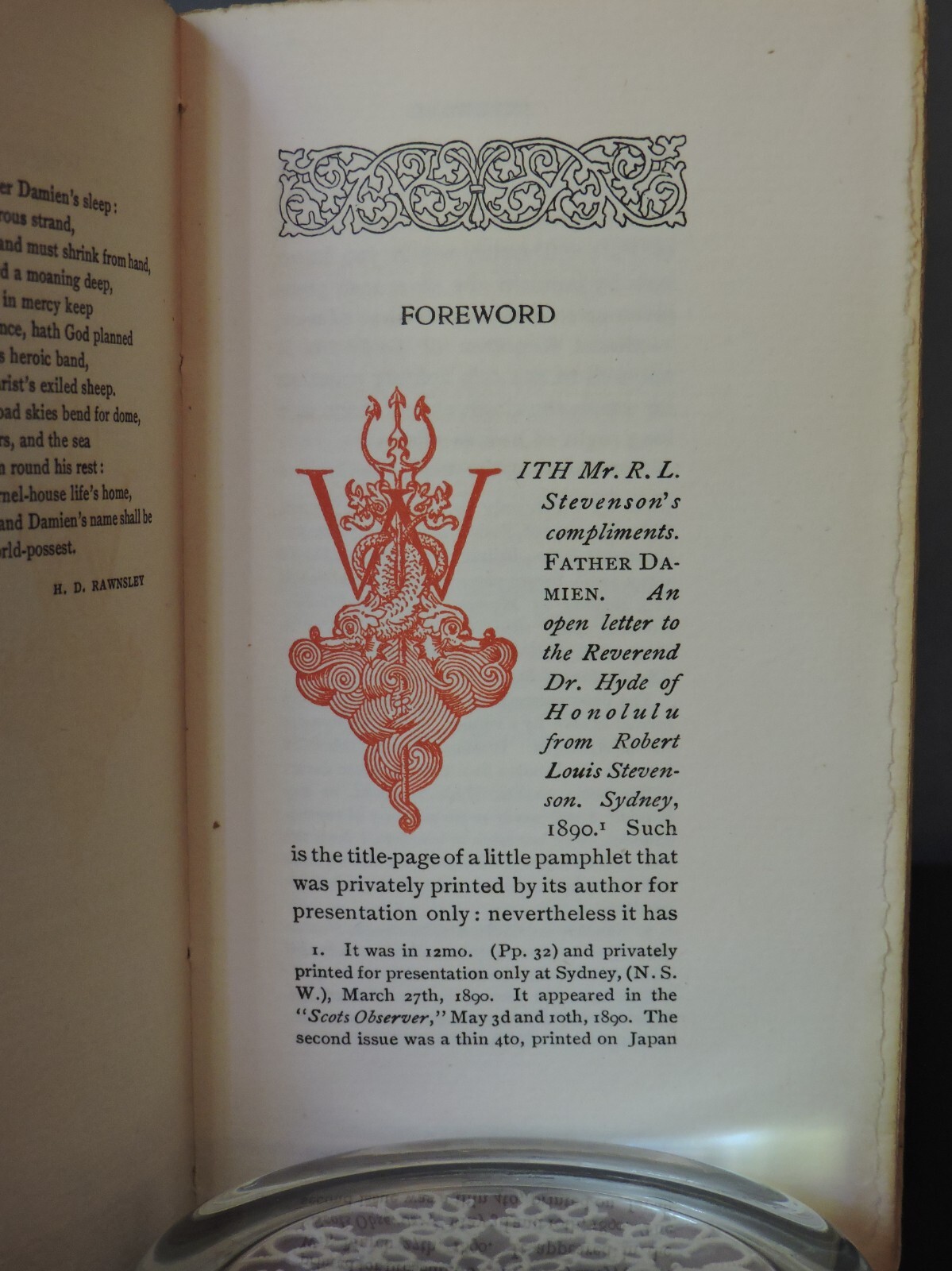 THOMAS B. MOSHER Father Damien ROBERT LOUIS STEVENSON Private Press 1909 ILLUST.