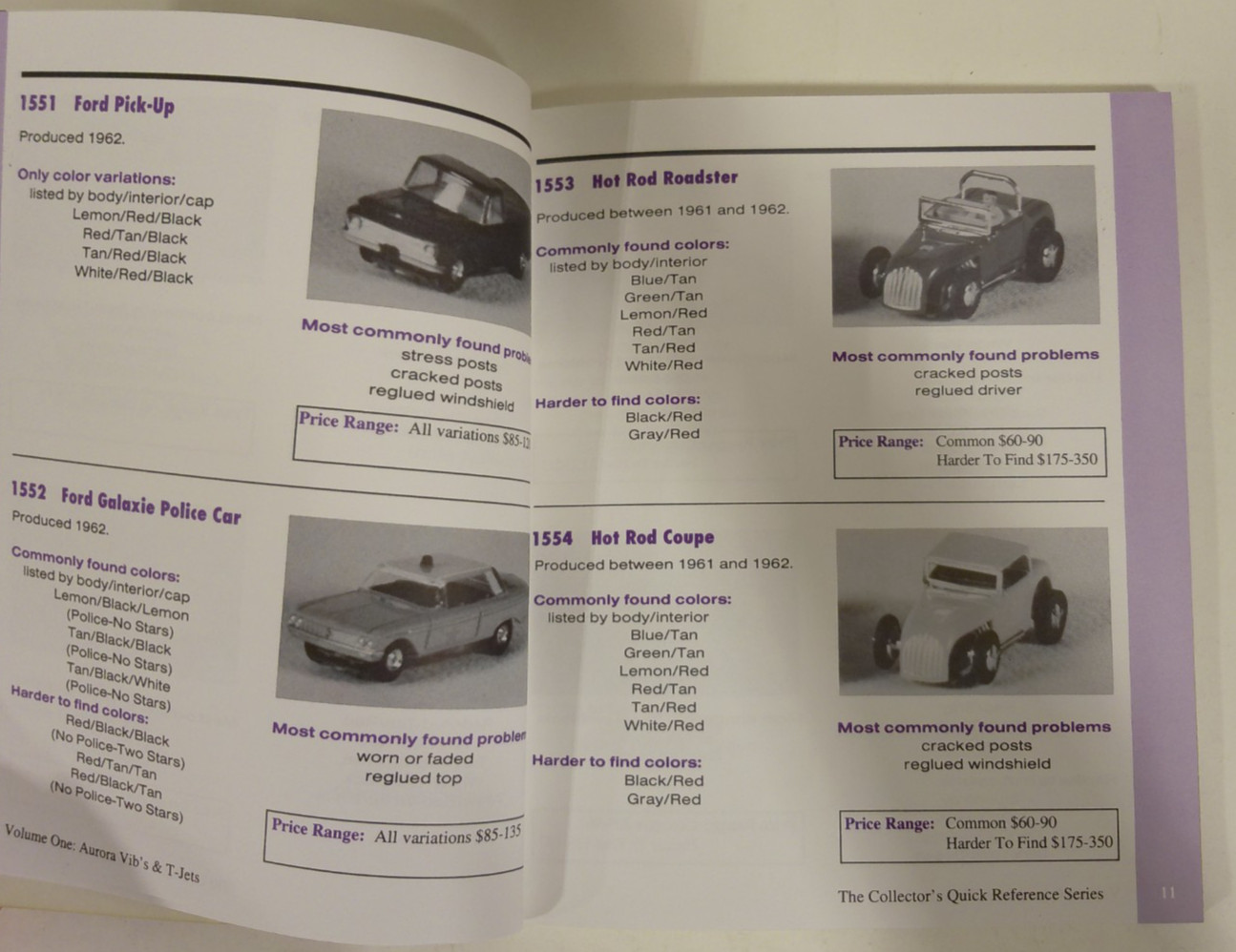 RARE The Collector’s Quick Reference Series Volume 1 Aurora Vibrators & T-Jets