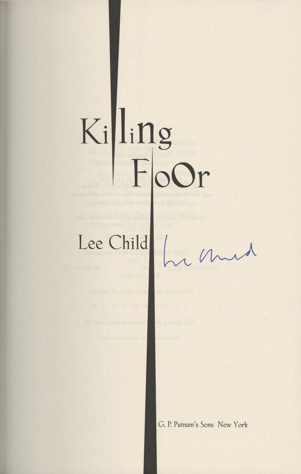 Lee Child KILLING FLOOR Signed First Edition 1997 #168552