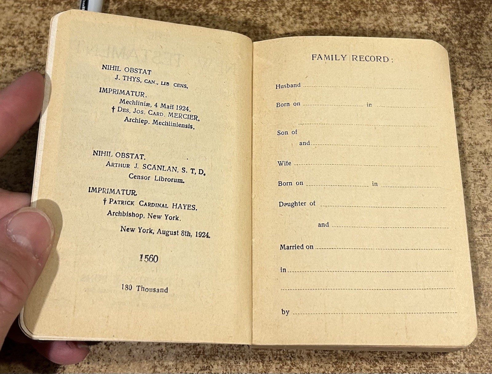 THE NEW TESTAMENT OF JESUS CHRIST SC Book 1924 KENEDY & SONS Christianity BIBLE