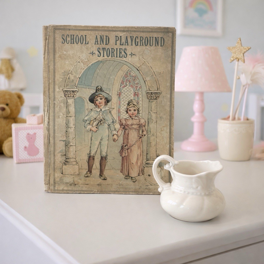 Antique 1890 School And Playground Stories Children’s Book A.W. Adams Illustrted