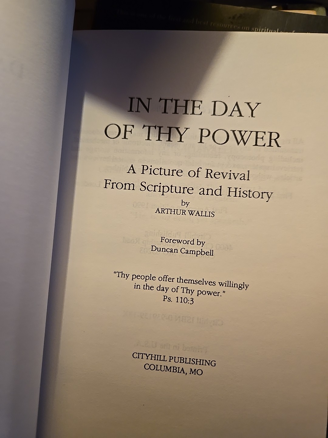 IN THE DAY OF THE POWER A Picture of Revival from Scripture and History