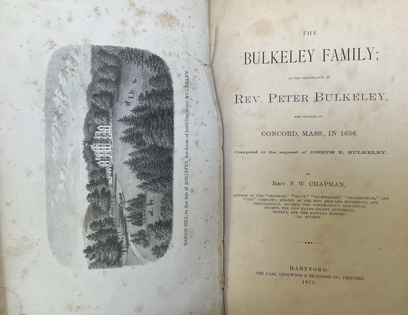 1875 BULKELEY Family Genealogy Peter Bulkeley Concord Massachusetts 1st Edition