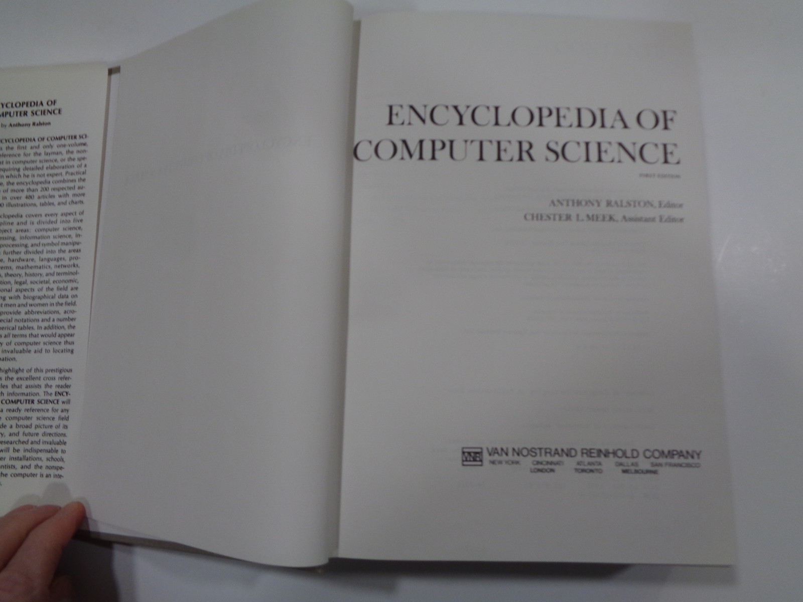 Encyclopedia of Computer Science by Anthony Ralston 1976 HBDJ Vintage Reference
