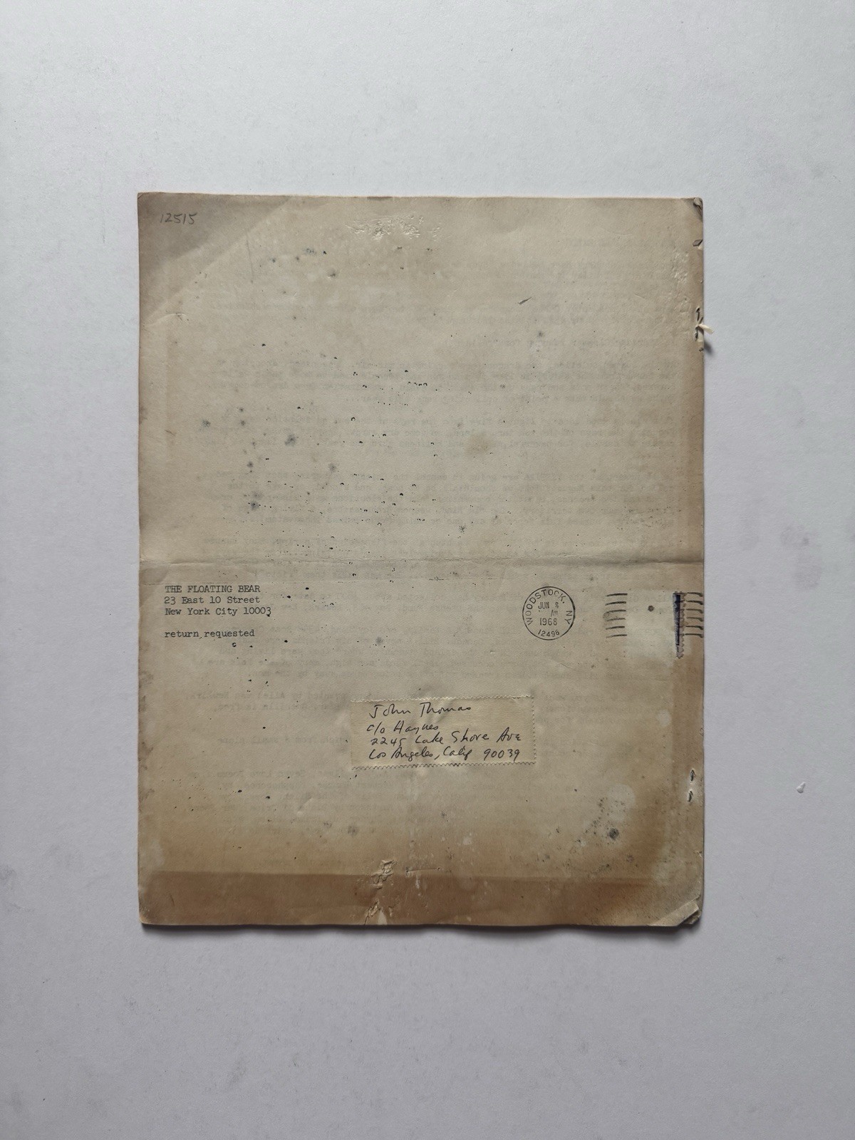 The Floating Bear Issues 17 & 35 Ed. Diane Di Prima LeRoi Jones 1961/68 Poetry