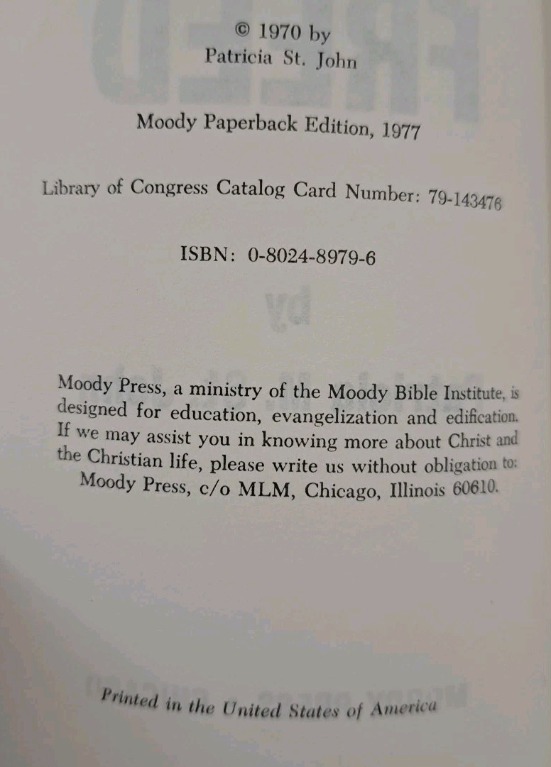 Vintage 1977 Paperback-Twice Freed-Patricia M. St John-Moody Press-Christianity