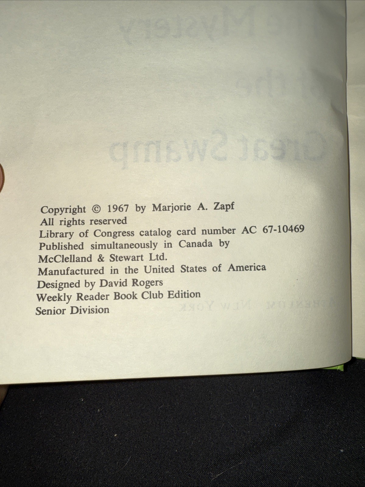 The Mystery Of The Great Swamp – Marjorie A. Zapf (1967 Hardcover)