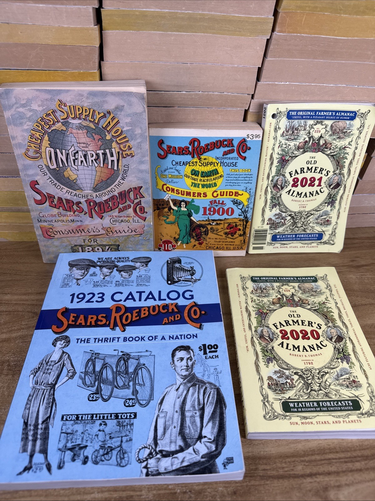 Lot Of 5 Sears Roebuck Books Consumer Guides Catalog Almanac Paperbacks Reprints