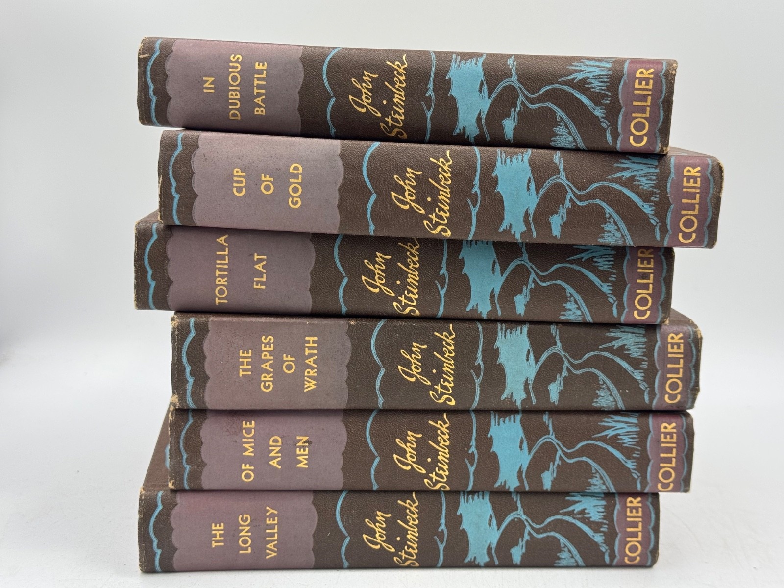 Vintage John Steinbeck Collier Set of 6 Hardcover Books Grapes Wrath Mice Men