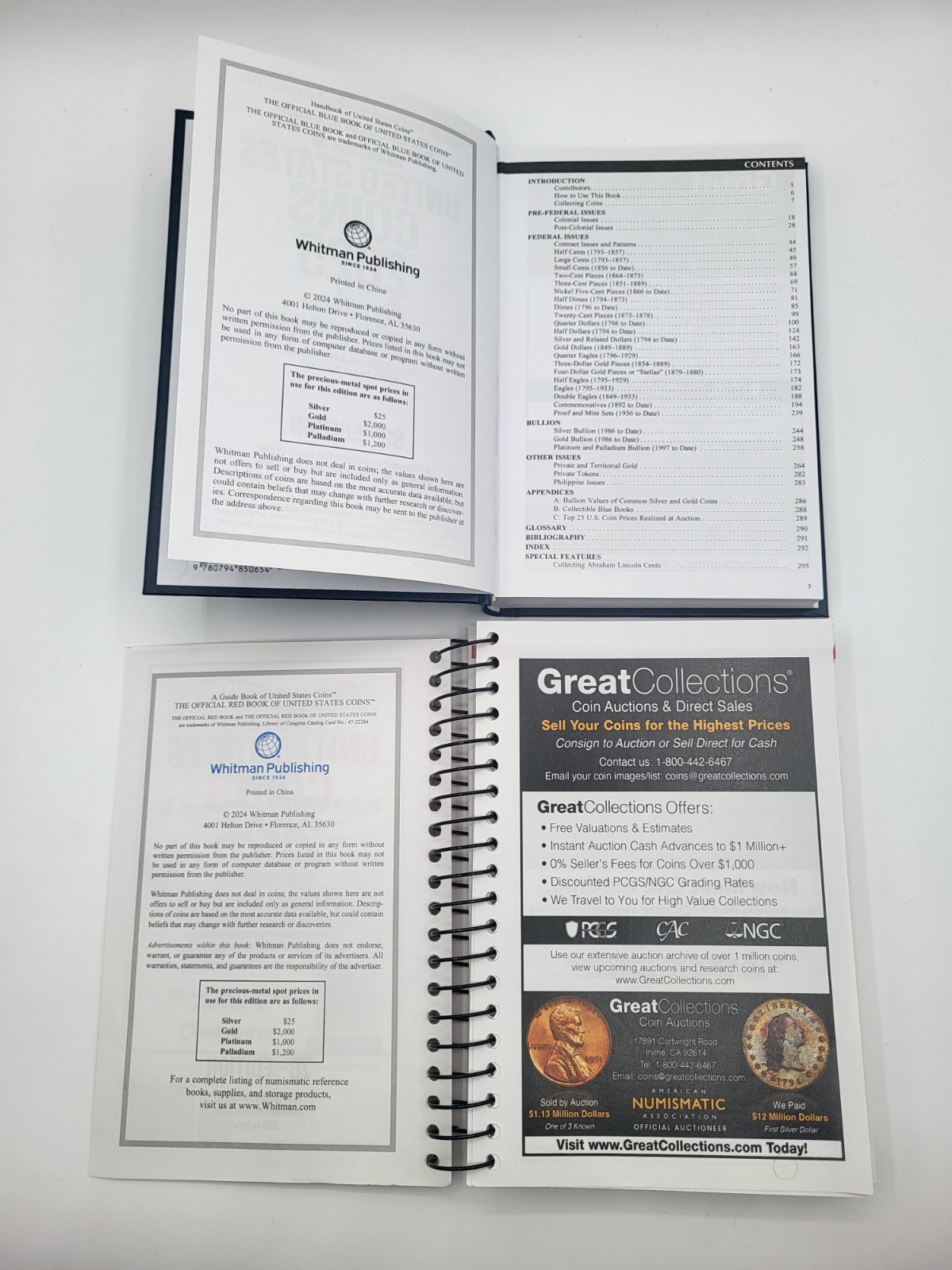 2025 Official Red Book Price Guide For US Coins in Spiral & Blue Book Bundle NEW