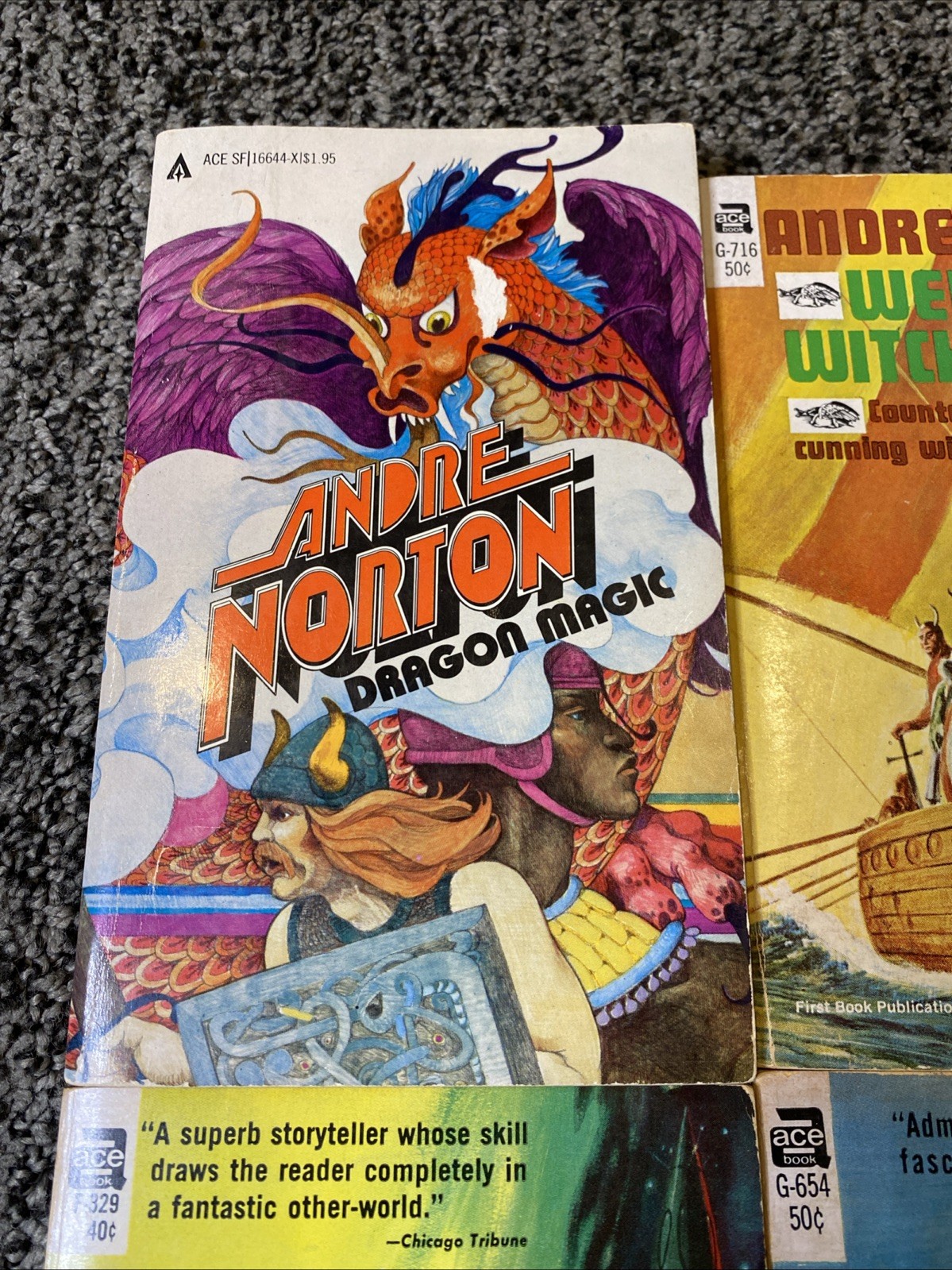 LOT of 4 Vintage ACE PB Books by ANDRE NORTON Catseye, Dragon Magic, Warlock …