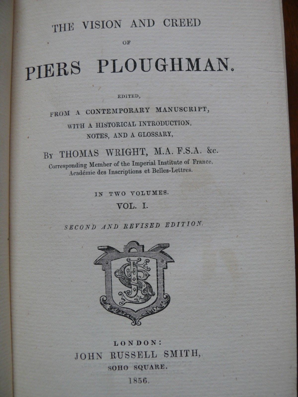 THE VISION AND CREED OF PIERS PLOUGHMAN – T. Wright, Ed. – Vol. 1 – 1856
