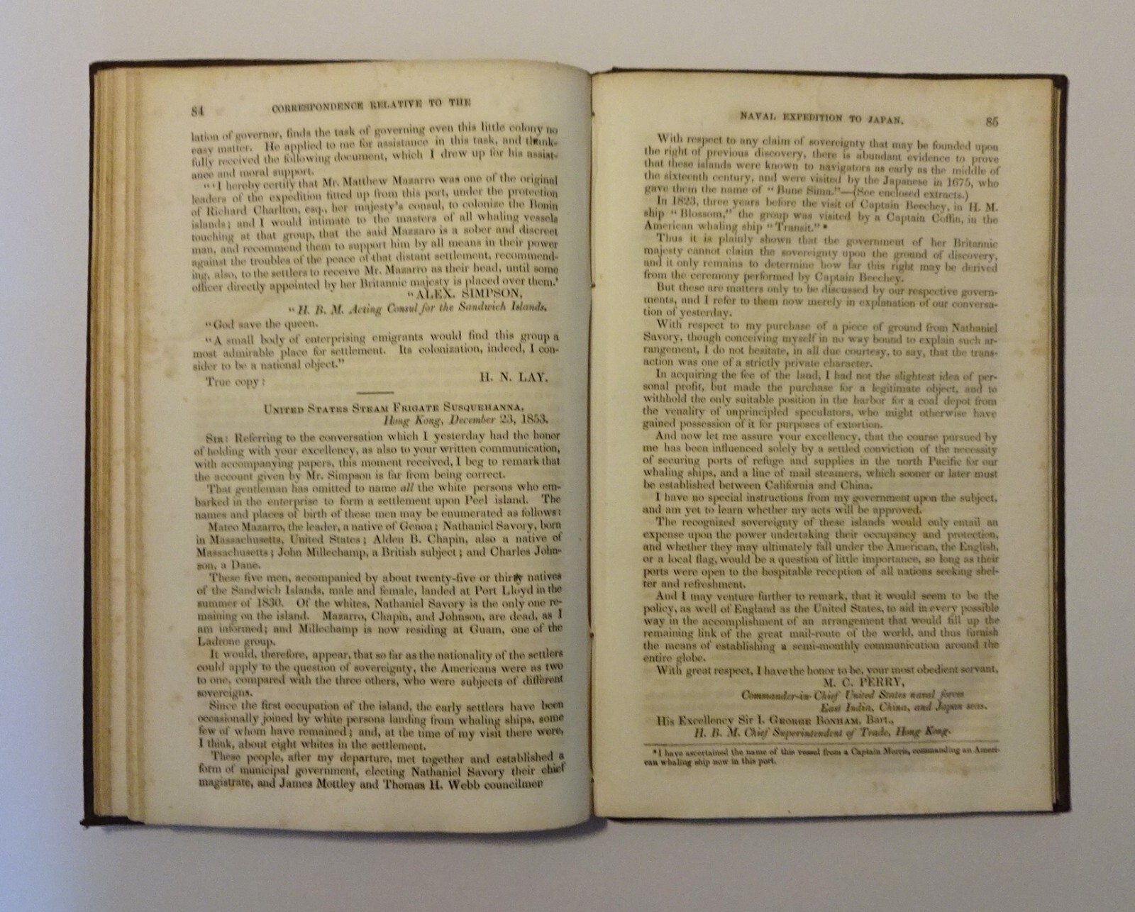 1855 COMMODORE MATTHEW PERRY Naval Expedition to Japan Correspondence, US Senate