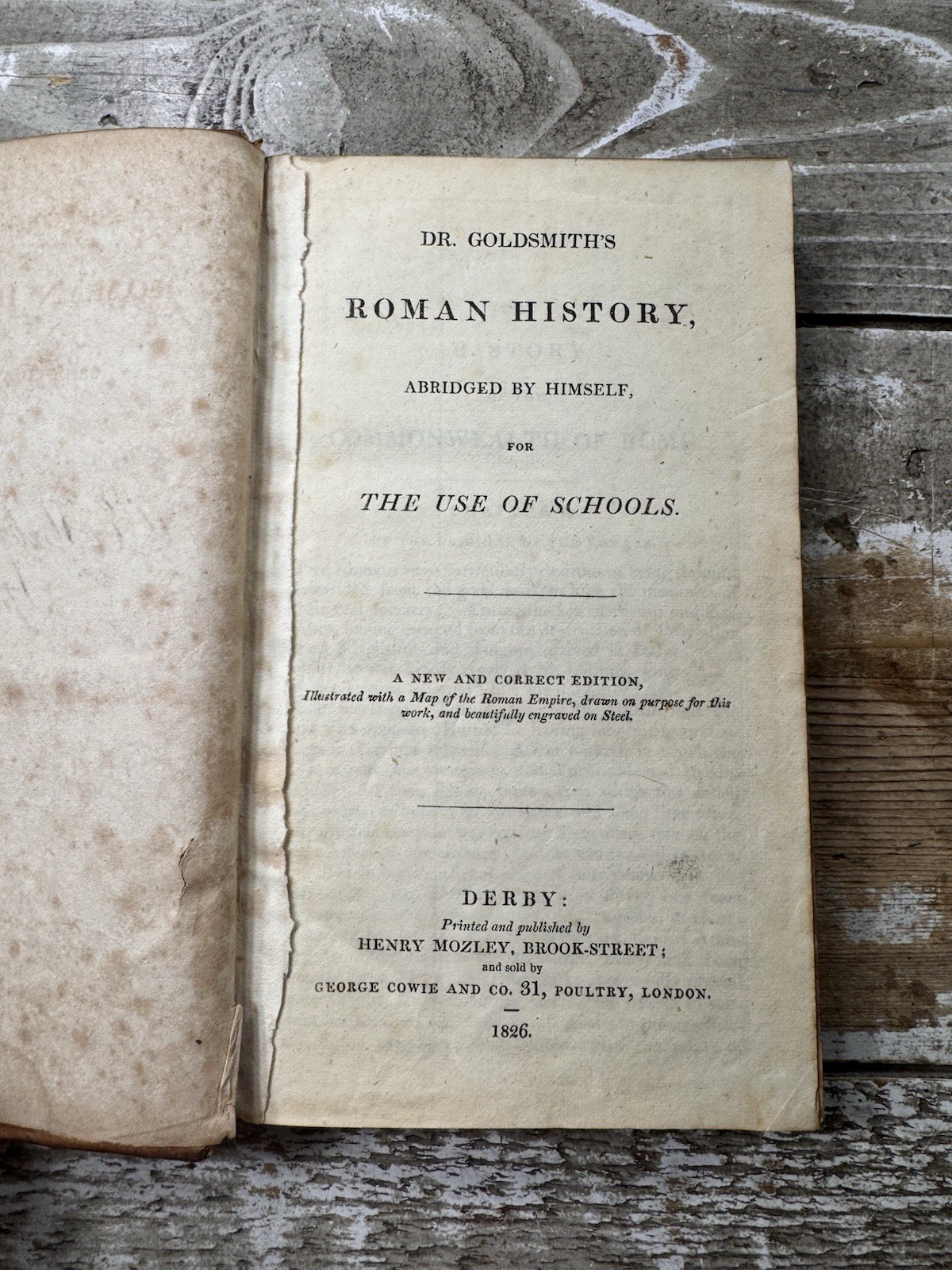 1826 Antique History Textbook “Dr. Goldsmith’s Roman History” NO MAP